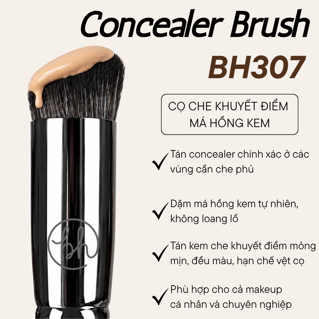 Cọ Che Khuyết Điểm & Tán Má Hồng Kem Đầu Vát Nhỏ BH Cosmetics Concealer Brush BH307